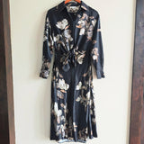 VINCE Lisianthus Tie Front Satin Shirt Dress