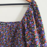 Floral Long-sleeve Tiered Mini Dress