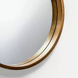Round Wood Framed Wall Mirror