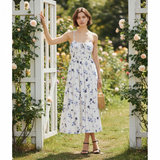 WAYF Wisteria Floral Tiered Midi Dress