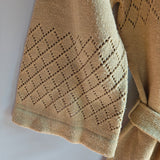Vintage Open Knit Belted Cardigan Sweater