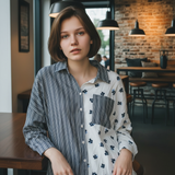 Mixed Print Button-Down Shirt