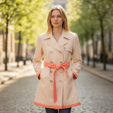 BLACK RIVET Double Breasted Trench Coat