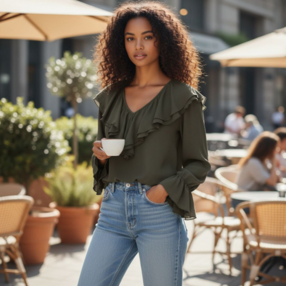 TRINA TURK Silk Ruffled Blouse