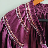 LUCKY BRAND Embroidered Satin Peasant Blouse