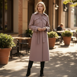 Vintage Safari-Style Wool Long Coat