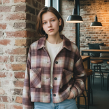 FOR THE REPUBLIC Cropped Plaid Shacket
