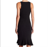 BETSEY JOHNSON Crepe Ruffle Hem Sheath Dress
