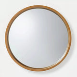 Round Wood Framed Wall Mirror
