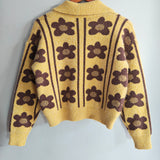 CIDER Floral Knit Polo Sweater