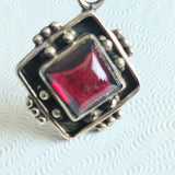 Vintage SS Garnet Necklace & Earrings Set
