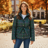 J. CREW Tartan Plaid Belted Puffer Jacket