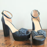 MICHAEL KORS Flora Appliqué Leather Platform Sandals