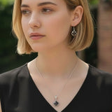 Vintage SS Garnet Necklace & Earrings Set