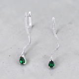 Sterling Silver CZ Drop Earrings
