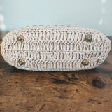 Vintage Raffia Wooden Handle Handbag