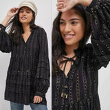 ANTHROPOLOGIE Quinn Sequined Tunic Blouse