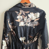 VINCE Lisianthus Tie Front Satin Shirt Dress