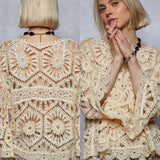 POL Open Weave Crochet Sweater