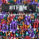 Floral Long-sleeve Tiered Mini Dress