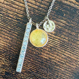 Quartz Three Charm Pendant Necklace