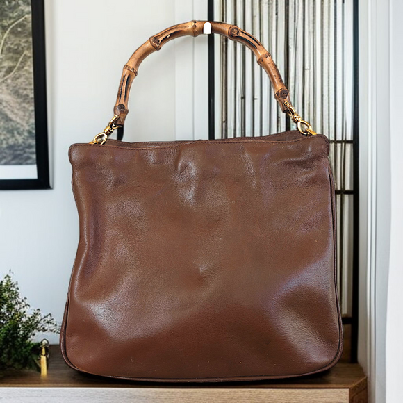 GUCCI Leather Bamboo Handle Bag