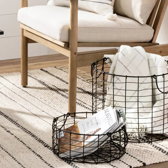 Wire Storage Basket with Handles