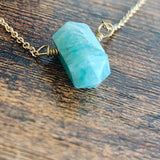 Amazonite Bar Pendant Necklace