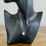 Quartz Cushion-Cut Pendant Necklace