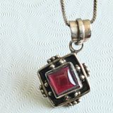 Vintage SS Garnet Necklace & Earrings Set