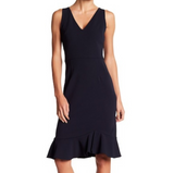 BETSEY JOHNSON Crepe Ruffle Hem Sheath Dress