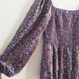 Floral Long-sleeve Tiered Mini Dress