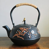 Japanese Cast Iron Floral Teapot