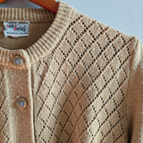 Vintage Open Knit Belted Cardigan Sweater