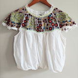 FREE PEOPLE Mesh Embroidered Top