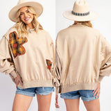 Terry Knit Flower Patch Top