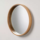 Round Wood Framed Wall Mirror
