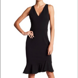 BETSEY JOHNSON Crepe Ruffle Hem Sheath Dress