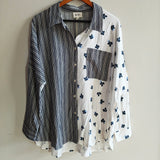Mixed Print Button-Down Shirt