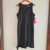 BETSEY JOHNSON Crepe Ruffle Hem Sheath Dress