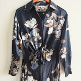 VINCE Lisianthus Tie Front Satin Shirt Dress