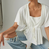 LUCKY BRAND Embroidered Peasant Top