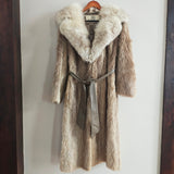 Vintage Belted Nutria & Lynx Fur Coat