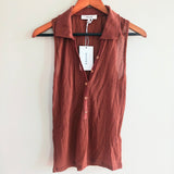 FRAME Mesh Lace Sleeveless Polo