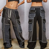 Drawstring Patchwork Pants