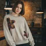 Terry Knit Flower Patch Top