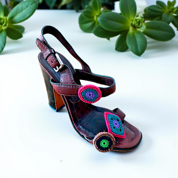 Vintage PRADA Crochet Leather Sandals