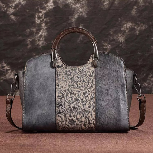 Handmade Embossed Leather Handbag