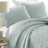 3 Pc Damask Quilted Coverlet Set