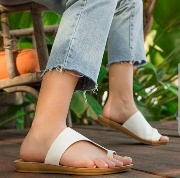 White Slide Sandals